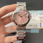 Replica TW Factory Cartier Ballon Bleu Swiss Quartz Pink Dial 36mm 